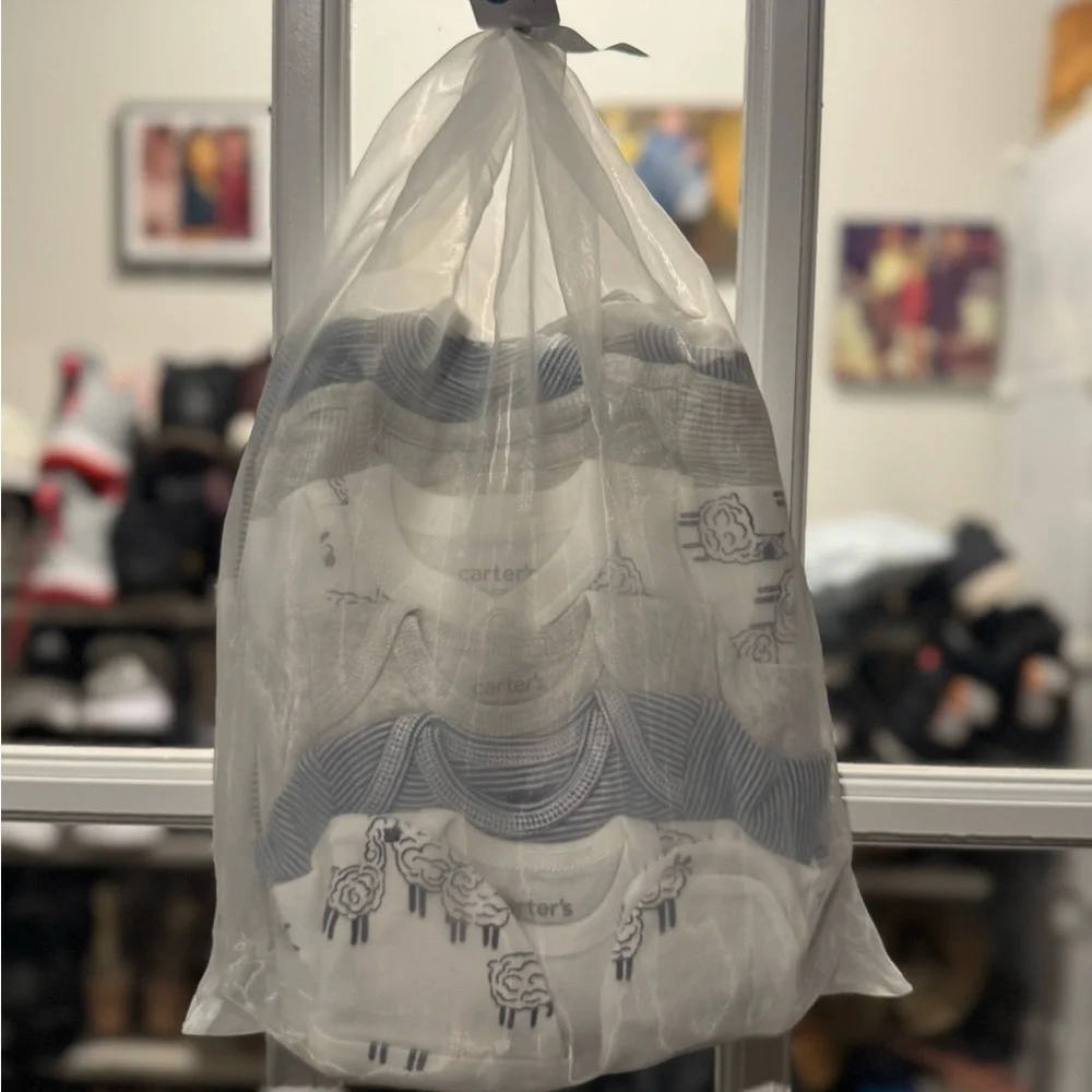 Carter's Cream and Gray Garment Bag